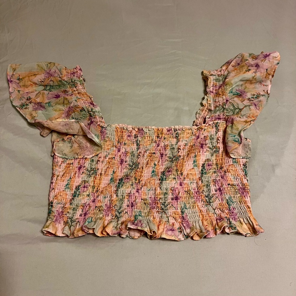 LoveShackFancy Pastel Floral Crop Top | Size S